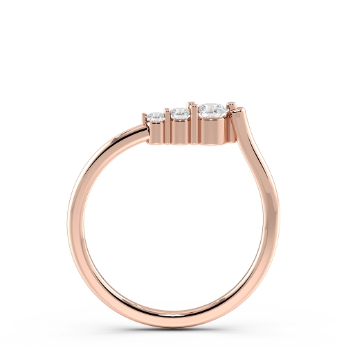 4 Prong Round Rose Gold Graduating Trilogy Diamond Rings