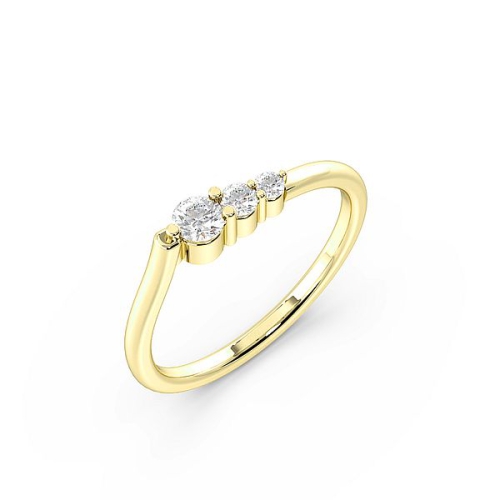4 Prong Round Yellow Gold Graduating Diamond Rings