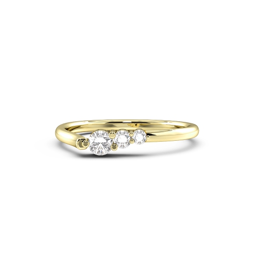 4 Prong Round Yellow Gold Graduating Diamond Rings