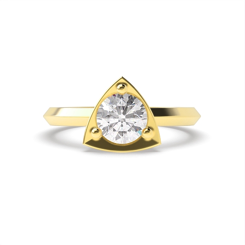 4 Prong Round Yellow Gold Trillion minimalist Engagement Rings