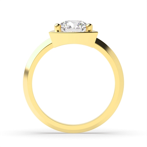 4 Prong Round Yellow Gold Trillion minimalist Engagement Rings