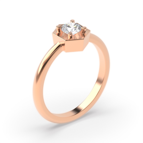 4 Prong Round Rose Gold Octagon minimalist Minimalist Engagement Rings