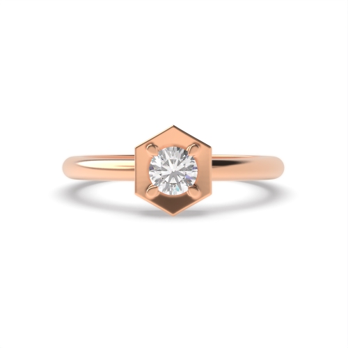 4 Prong Round Rose Gold Octagon minimalist Minimalist Engagement Rings