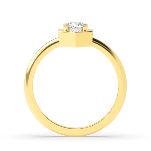 4 Prong Round Yellow Gold Octagon minimalist Engagement Rings
