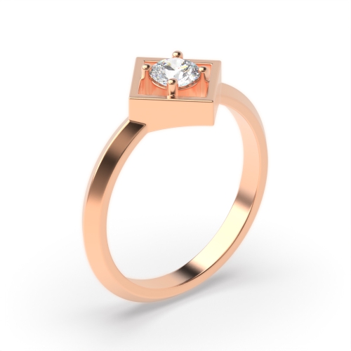 Open Square Minimalist Solitaire Diamond Engagement Rings
