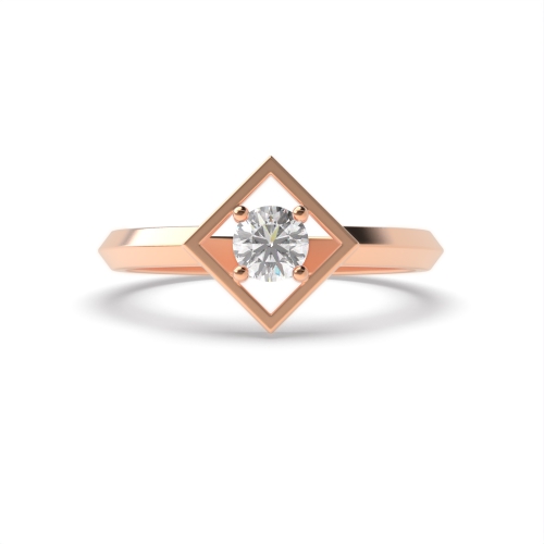 4 Prong Round Rose Gold Open square minimalist Minimalist Engagement Rings