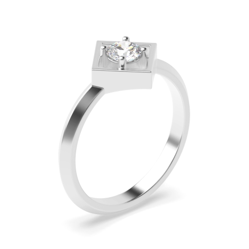 4 Prong Round Open square minimalist Minimalist Engagement Rings