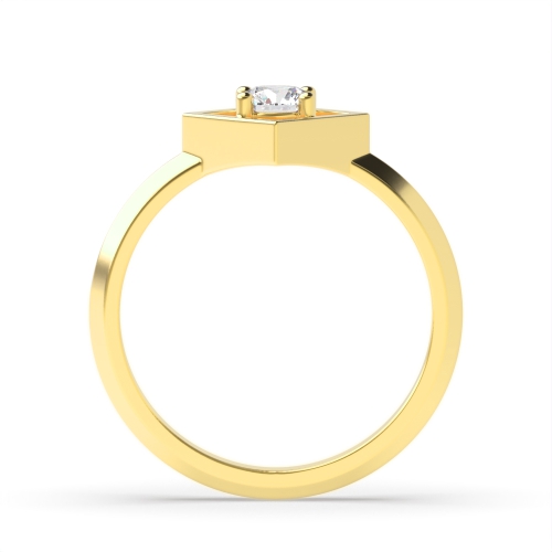 4 Prong Round Yellow Gold Open square minimalist Engagement Rings