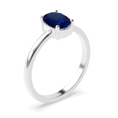 Oval luminous Blue Sapphire Minimalist Engagement Rings