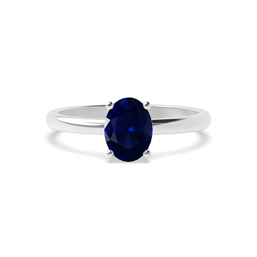 Oval luminous Blue Sapphire Minimalist Engagement Rings