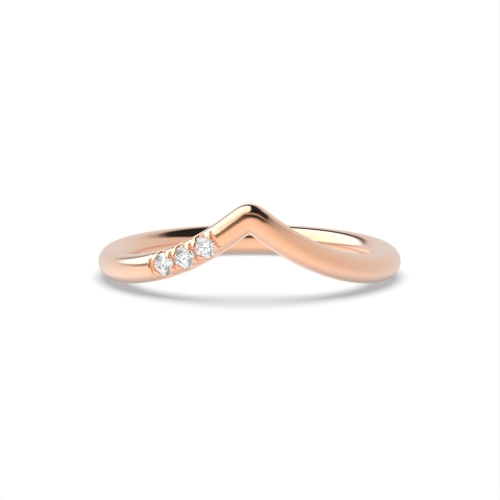 Pave Setting Round Rose Gold Wishbone Delicate Eternity Wedding Band