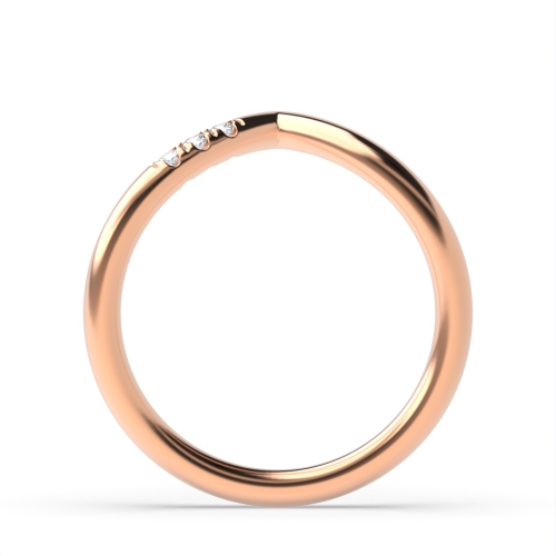 Pave Setting Round Rose Gold Wishbone Delicate Eternity Wedding Band