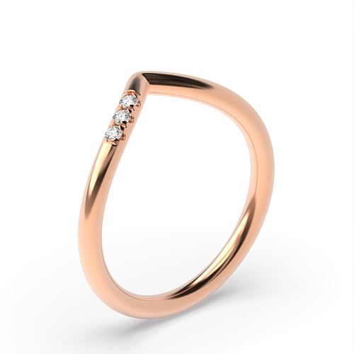Pave Setting Round Rose Gold Wishbone delicate wedding Eternity Wedding Rings & Bands