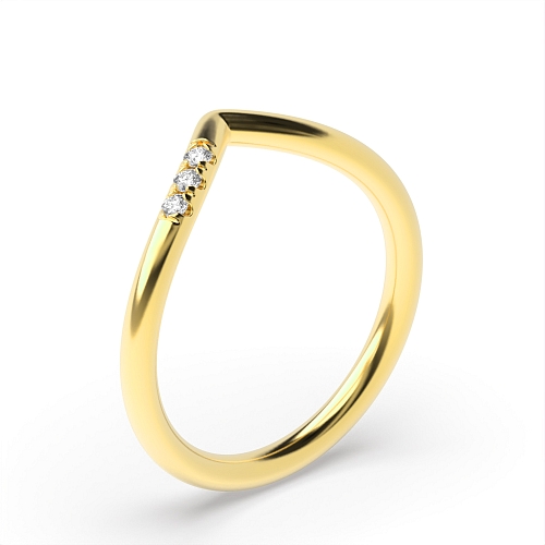 Pave Setting Round Yellow Gold Wishbone delicate wedding Band Wedding Rings & Bands