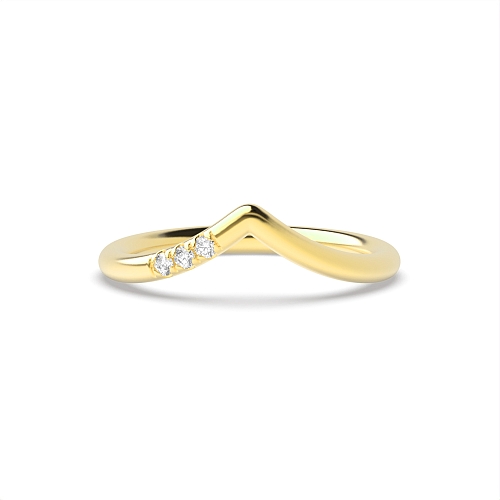 Pave Setting Round Yellow Gold Wishbone delicate wedding Band Wedding Rings & Bands