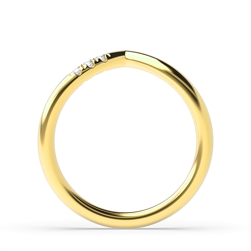 Pave Setting Round Yellow Gold Wishbone delicate wedding Band Wedding Rings & Bands