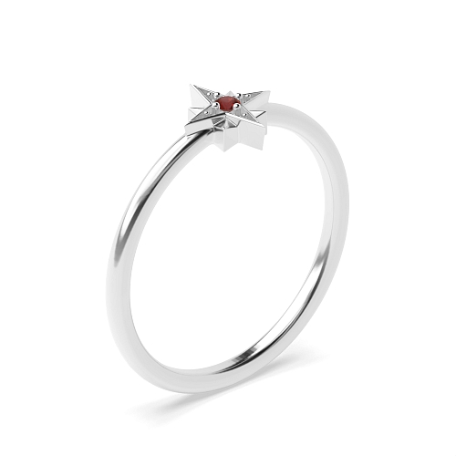 4 Prong Round Minimalist star Garnet Solitaire Diamond Ring