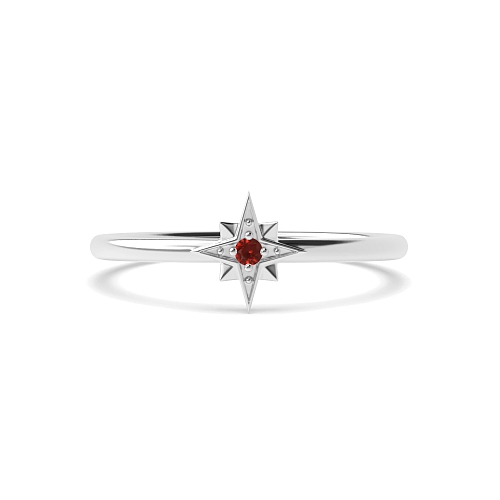 4 Prong Round Minimalist star Garnet Solitaire Diamond Ring