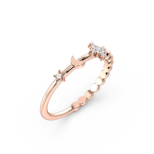 4 Prong Round Rose Gold Moon - star Eternity Diamond Rings