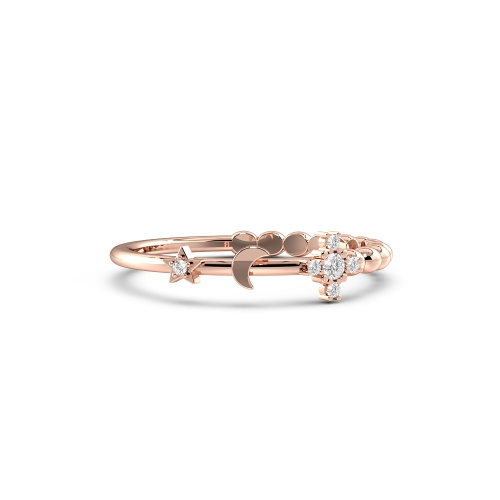 4 Prong Round Rose Gold Moon - star Eternity Diamond Rings