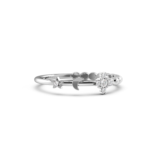 4 Prong Round Moon - star Naturally Mined Eternity Diamond Rings
