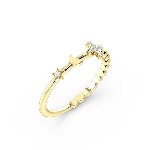 4 Prong Round Yellow Gold Moon - star Eternity Diamond Rings