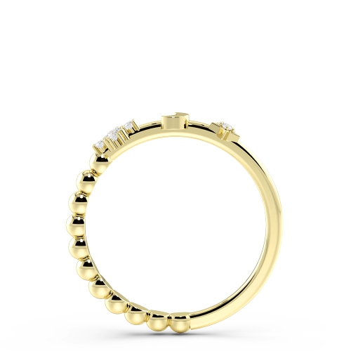 4 Prong Round Yellow Gold Moon - star Eternity Diamond Rings