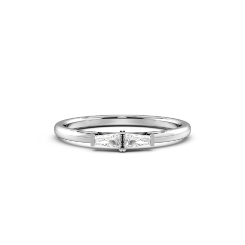4 Prong Baguette Two Horizontal Minimalist Engagement Ring