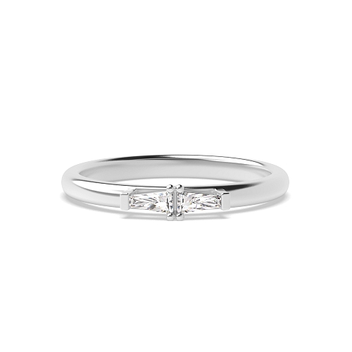 4 Prong Baguette Two horizontal Minimalist Engagement Rings