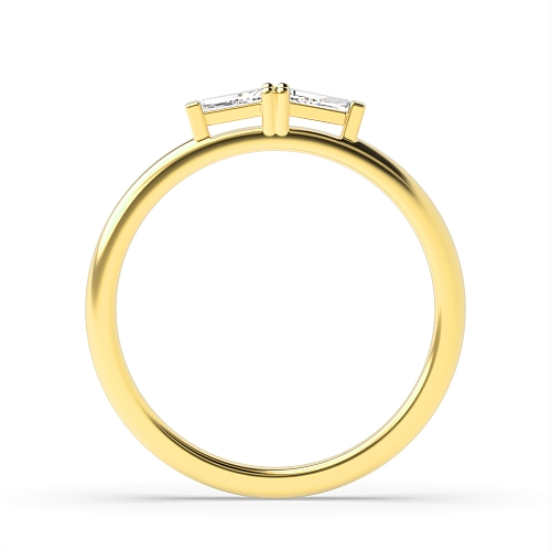4 Prong Baguette Yellow Gold Two horizontal Engagement Rings