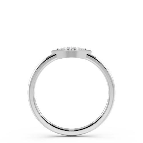 Pave Setting Round Eye Minimalist Engagement Ring