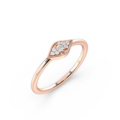 Pave Setting Round Rose Gold Eye minimalist Minimalist Engagement Rings