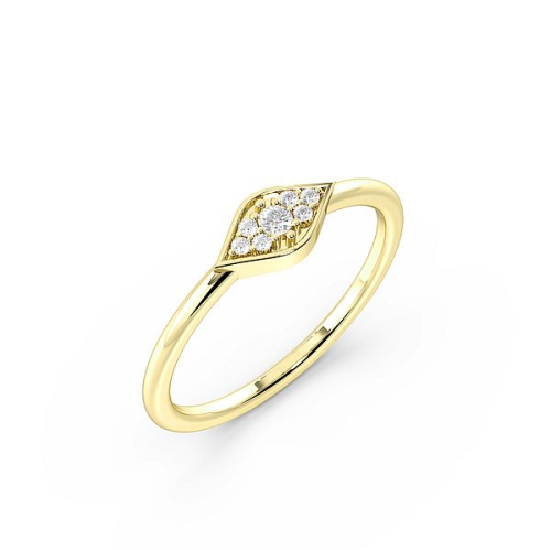 Pave Setting Round Yellow Gold Eye minimalist Engagement Rings