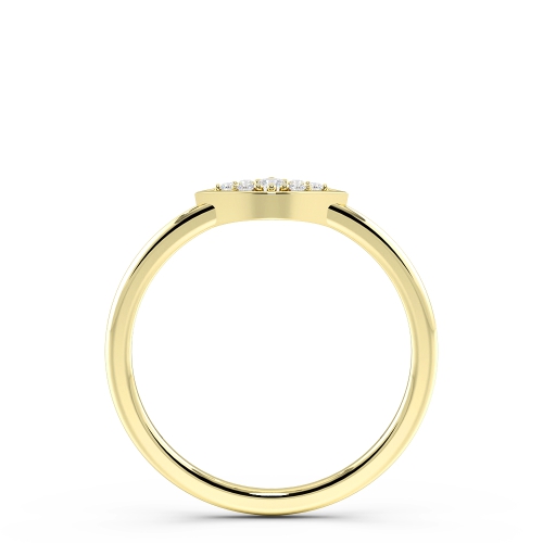 Pave Setting Round Yellow Gold Eye minimalist Engagement Rings