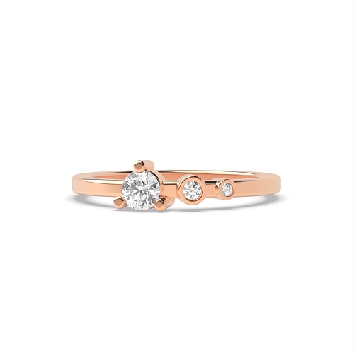 4 Prong Round Rose Gold Graduating Minimalist Engagement Rings