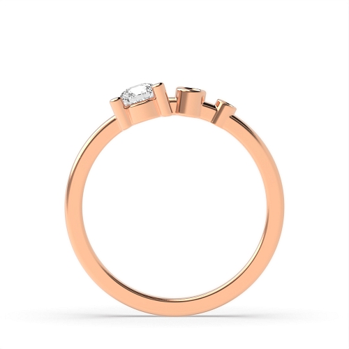 4 Prong Round Rose Gold Graduating Minimalist Engagement Rings