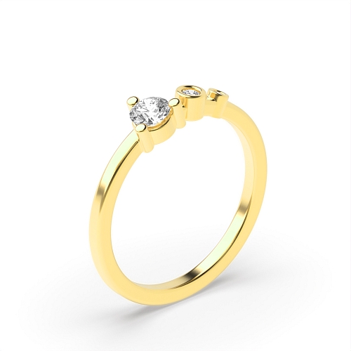 4 Prong Round Yellow Gold Graduating Unique Engagement Rings