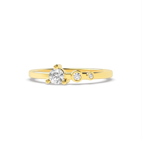 4 Prong Round Yellow Gold Graduating Unique Engagement Rings