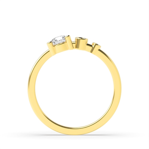 4 Prong Round Yellow Gold Graduating Unique Engagement Rings
