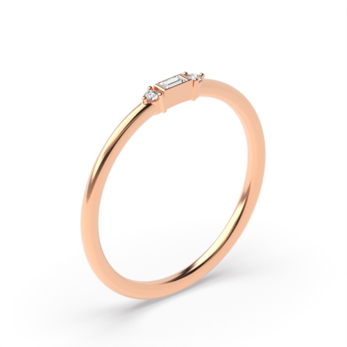 Baguette And Round 4 Prong Petit Designer Diamond Ring