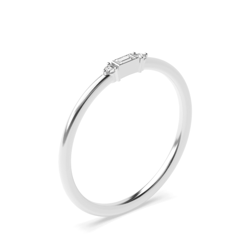 Baguette And Round 4 Prong Petit Designer Moissanite Ring