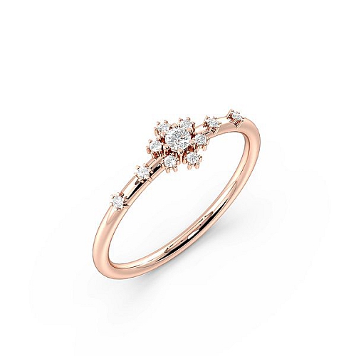 Round Rose Gold halo Minimalist Engagement Rings