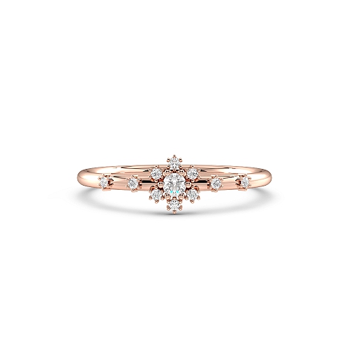 Round Rose Gold halo Minimalist Engagement Rings