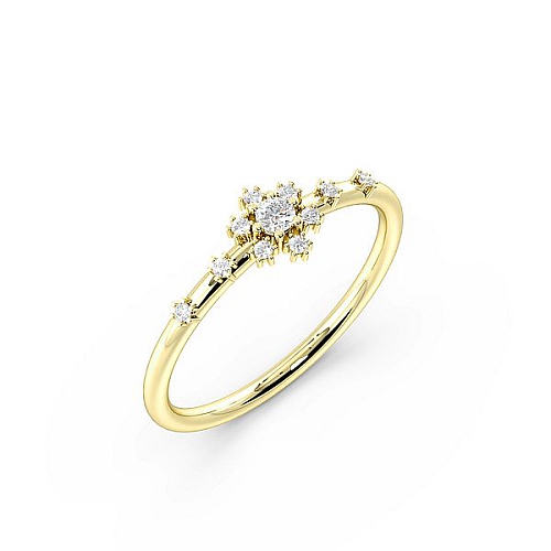 Round Yellow Gold Minimalist halo Engagement Rings
