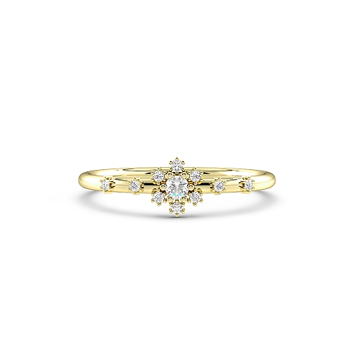 Round Yellow Gold Minimalist halo Engagement Rings