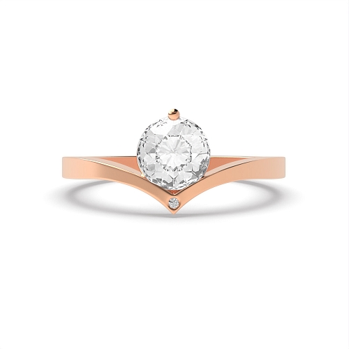 Round Rose Gold Delicate wishbone Minimalist Engagement Rings