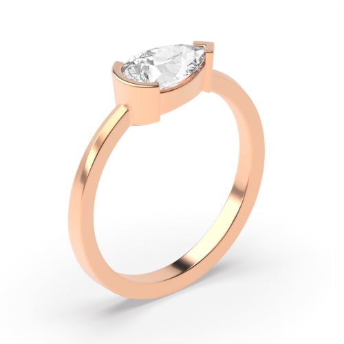 Prong Pear Rose Gold Vertical Minimalist Engagement Rings