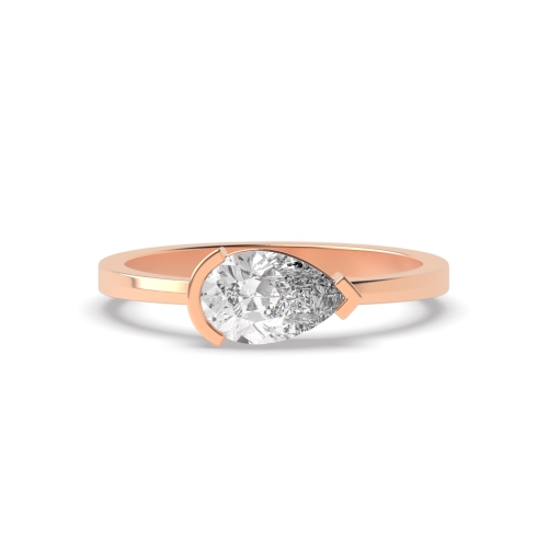 Prong Pear Rose Gold Vertical Minimalist Engagement Rings