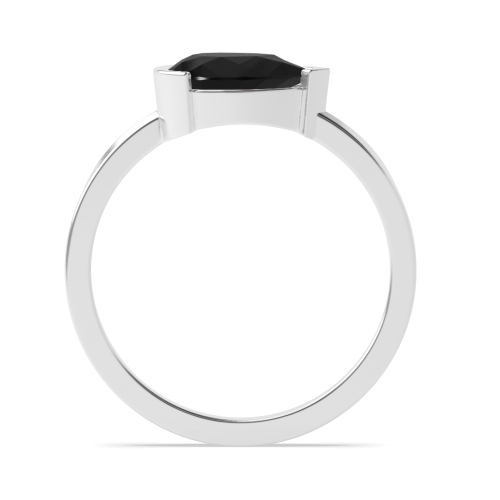 Prong Pear Vertical Black Diamond Minimalist Engagement Rings