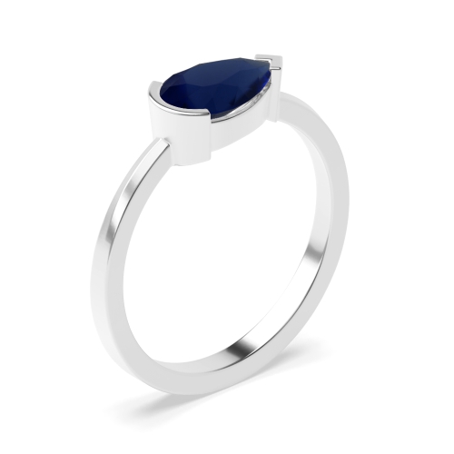 Prong Pear Vertical Blue Sapphire Minimalist Engagement Rings
